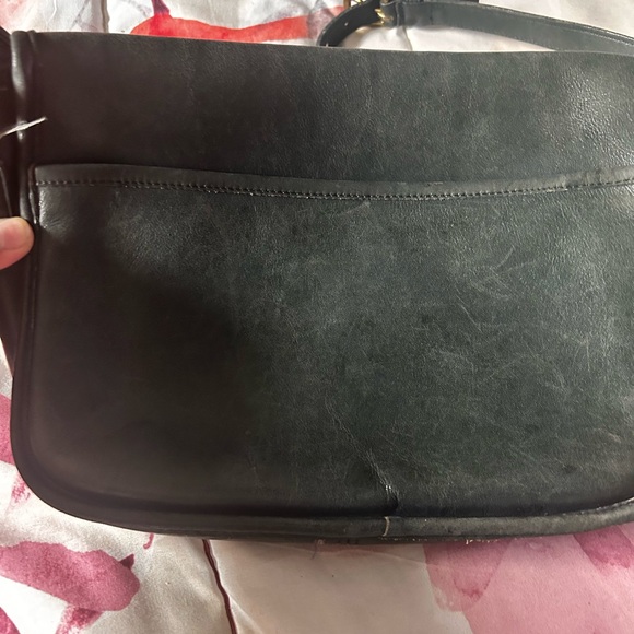 Coach Black Leather Shoulder Bag with Gold Accents - Picture 7 of 13